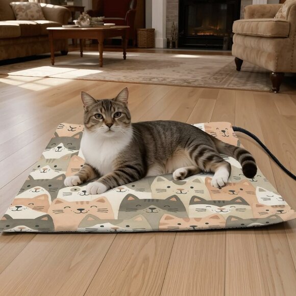 Cat Heating Pad - Warm Pet Bed Mat for Indoor Cats, Electric Heated Blanket - Picture 2 of 5